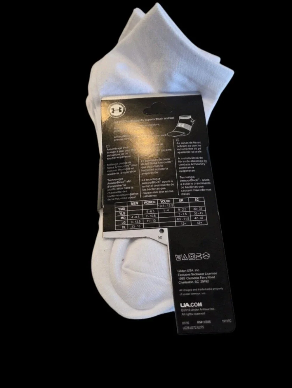 Under Armour Training No Show Socks BNWT White Black Logo Women's Small